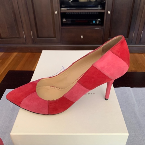 Charlotte Olympia DESIREE IN STRIPES Suede Pumps Rouge/Dark Pink SZ 8.5/EU 38.5 - Picture 7 of 14